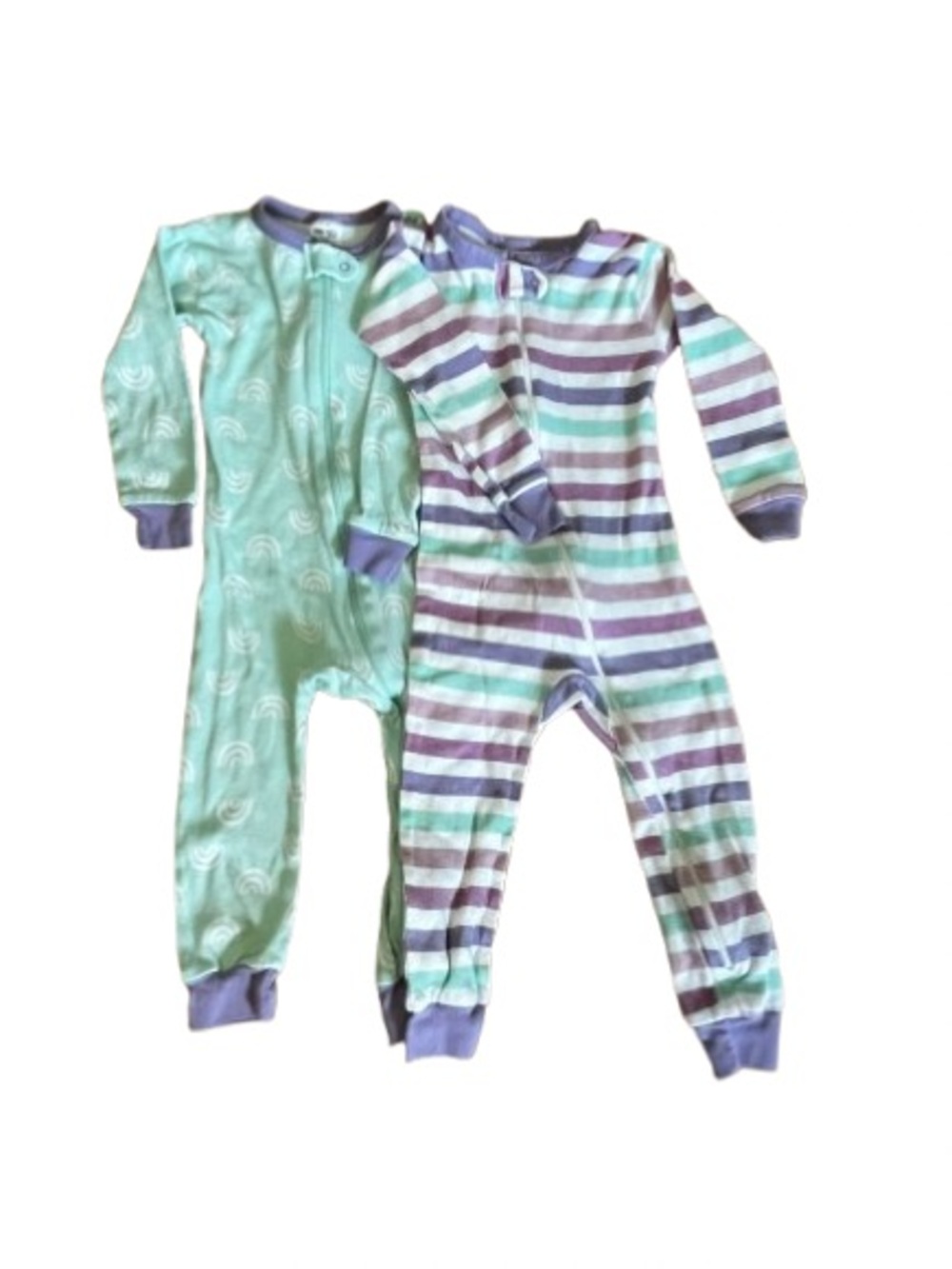 Two-Pack Kids Mint & Lavender Stripe Footies